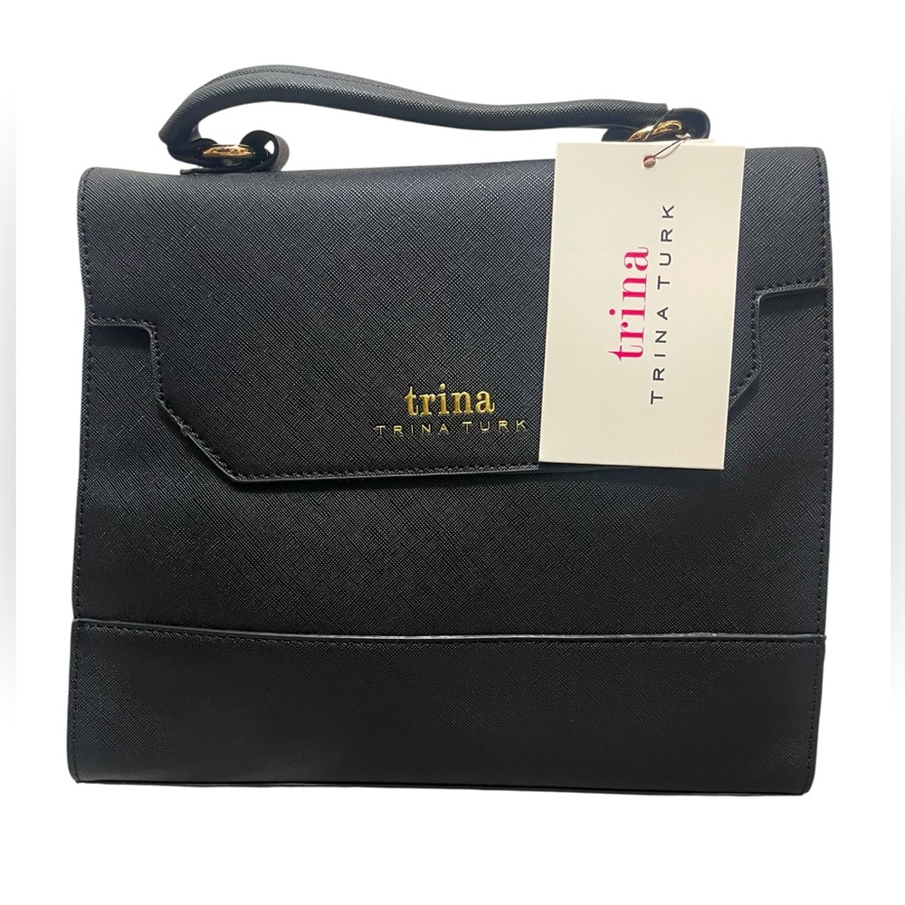 🌟🌟🌼NWT Trina Turk Elegant Black Satchel with detachable shoulder strap.
